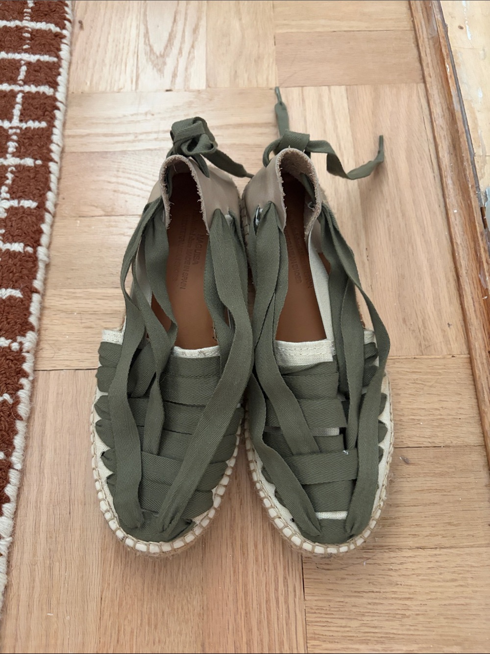 Naguisa espadrille flats, olive/cream